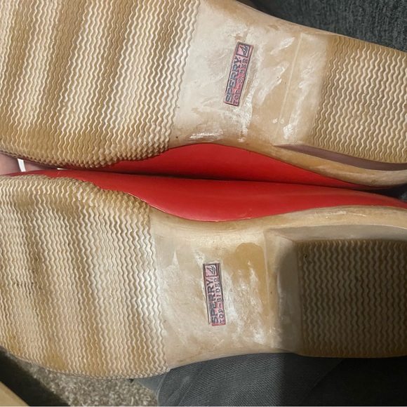 SPERRY Saltwater Tan Red Rain Duck Boots Size 11 - Picture 6 of 6